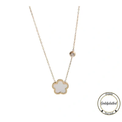 Afbeelding van RVS Klaver Ketting 18k Goldplated 45+7 Wit Geluk Klavertje vier Dames cadeau Soraro Chain Moederdag