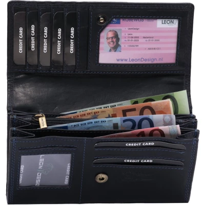 Afbeelding van Portemonnee dames Portefeuille vrouwen cadeautjes Cadeau voor vrouw verjaardag Kado haar vriendin klein Beurs Blauw