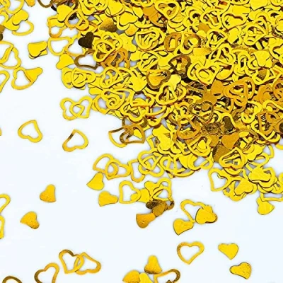 Afbeelding van Catelves confetti bruiloft, strooidecoratie ongeveer 600 700 stuks goud, glitter tafelconfetti, hart, confetti, tafeldecoratie voor verjaardag, feest, jubileum,