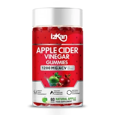 Afbeelding van Izkan Appelazijn gummibeertje met moeder 1200 mg ACV ondersteuning voor spijsverteringsgezondheid, energie, immuunsysteem en stofwisseling vitamine B12, B6 &amp; rode biet
