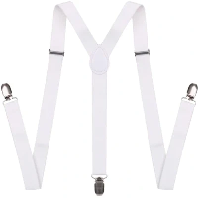 Afbeelding van NestNook Bretels voor heren, 2,5 cm breed, verstelbare Y vormige bretels, ademend comfort dames en Wit, one size