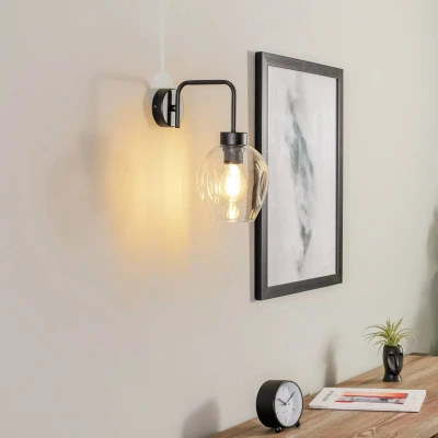 Afbeelding van EMIBIG LIGHTING Wandlamp Lukka, 1 lamp, zwart/helder