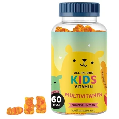 Afbeelding van Kindervitaminen vanaf 4 jaar Immuunbeschermende multivitamine Zonder toegevoegde suiker Met vitamine B12, C, D, E en jodium 60 stuks Veganistisch Bears with Benefits