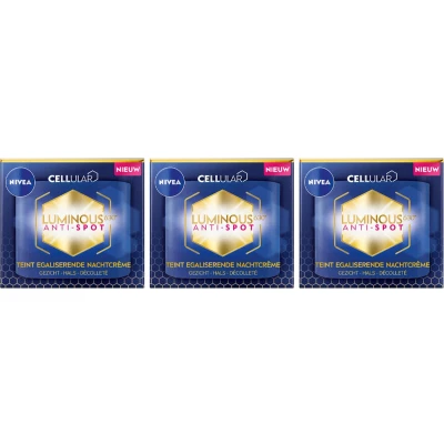 Afbeelding van 3x Nivea Luminous 630 Nachtcrème Anti Spot 50 ml