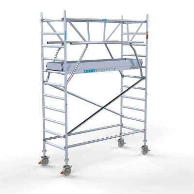 Afbeelding van Professionele aluminium rolsteiger 0.90x2.50x4.2m werkhoogte carbon vloer + dubbele voorloopleuning