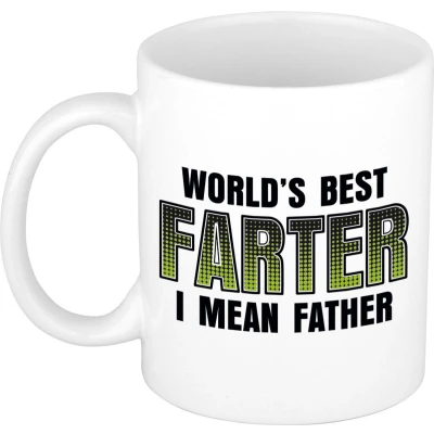 Afbeelding van Bellatio Decorations vaderdag Cadeau mok wit 300 ml worlds best farter mokken feest