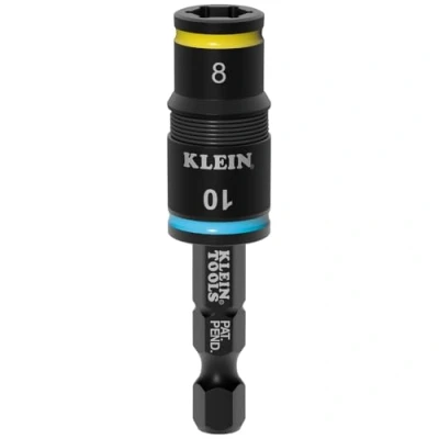 Afbeelding van Klein Tools 32931M 2 in 1 slagcontactdoos met klapaansluiting, metrische zeskantmaten, 8 mm en 10 mm, slagvast