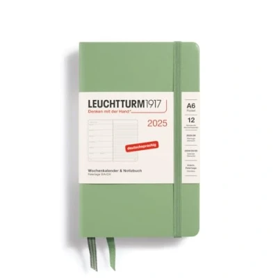 Afbeelding van LEUCHTTURM1917 370501 weekkalender &amp; notitieboek Pocket (A6) 2025, salie, Duits