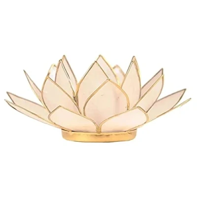 Afbeelding van FindSomethingDifferent Lotus Theekaars Lichthouder Capiz Shell Naturel