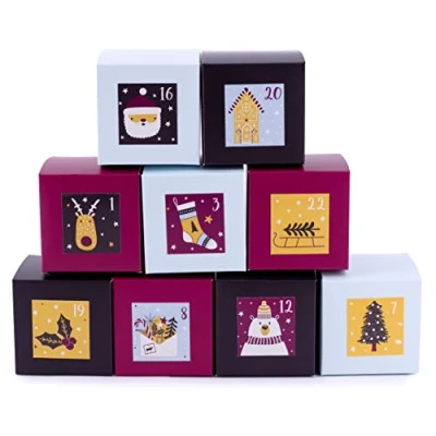 Afbeelding van Pajoma Adventskalender om te vullen dozen Balu 24 geschenkdozen Kerstmis, kerstkalender DIY knutselset incl. adventsgetallen stickers