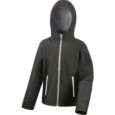Afbeelding van Result Youth TX Performance Hooded Soft Shell Jacket RT224Y BLACK/GREY XXL (13 14)
