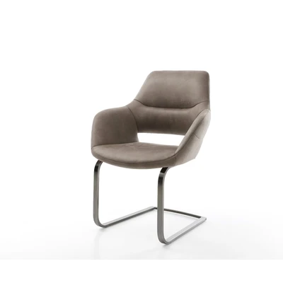 Afbeelding van DELIFE sledemodel Yago Flex met armleuning microvelours taupe vintage vlak grafiet pocketveer kern