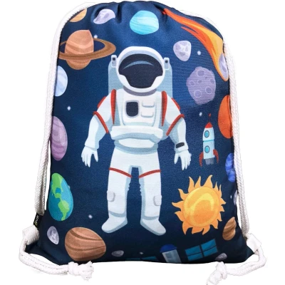 Afbeelding van Gymtas voor kinderen, met astronaut, ruimtemotieven, uniseks, kleuterschool, kribbe, reizen, sport, geschikt als gymtas, rugzak, speeltas, sporttas, schoenentas meisjes en jongens, Astronaut