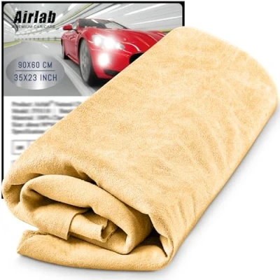 Afbeelding van Airlab Grote Zeemleren XXL/90x60 cm, Echte Doek, Autowas Droogtrommeldoekje, Natuurlijke Echt Leren Reinigingsdoekjes voor Spiegels, Brillen, Raam, Etalage, Badkamer en Keuken