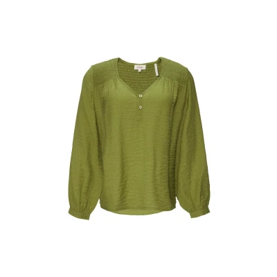 Afbeelding van s.Oliver MET Gesmokte Details Blouse, Dames, Maat: 40, Guacamole