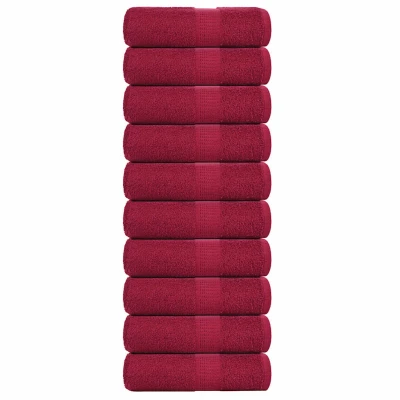 Afbeelding van vidaXL Gastendoekjes 10 st 30x50 cm 360 g/m² 100% katoen bordeauxrood