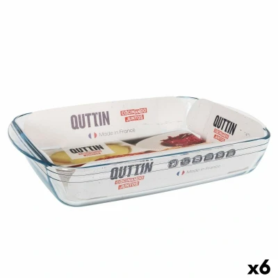 Afbeelding van Ovenschaal Quttin Transparant Glas Rechthoekig 5 L 40,2 x 26,4 7 cm (6 Stuks)