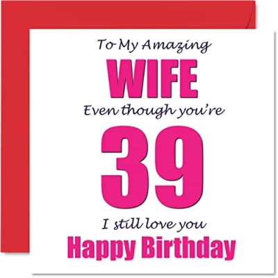 Afbeelding van Grappige 39e Verjaardagskaarten voor Vrouw 39 I Still Love You Gelukkige Verjaardagskaart van Man Partner, Negenendertig Dertigste Banter Gifts, 145mm x Grap Humor Wenskaarten