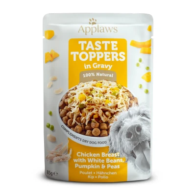 Afbeelding van Applaws Dog Taste Toppers Kip met witte bonen in jus 85 gr. per 12 stuks