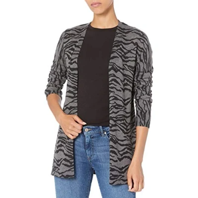 Afbeelding van Amazon Essentials Dames Lichtgewicht vest met open voorkant (verkrijgbaar in grote maten), Houtskool Tijgerprint, XXL