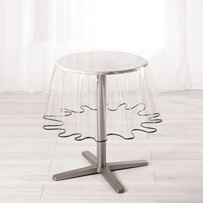 Afbeelding van LIGNE DECOR Rond Tafelkleed (0) 180 Plain Crystal 15/100e Tuin +BIAIS, Grijs (Antraciet)