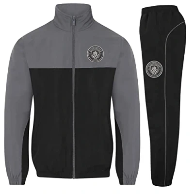 Afbeelding van MANCHESTER CITY Heren trainingspak jas en broek set OFFICIËLE voetbal cadeau, Grijs, S