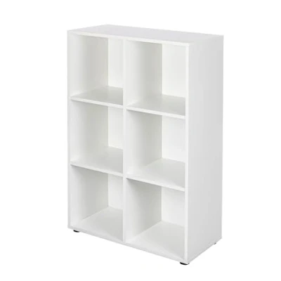 Afbeelding van Inter Link boekenkast met 6 vakken staand rek kubusrek woonkamer werkkamer slaapkamer afmetingen in cm D: 33 x B: 70,2 H: 110 Nuoro wit