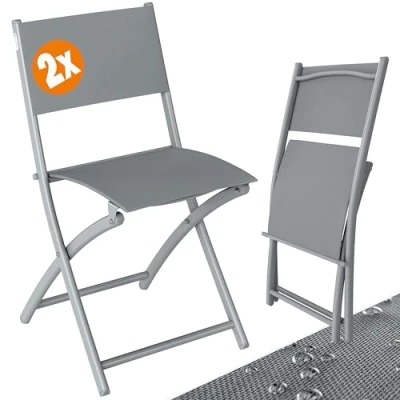 Afbeelding van CASARIA® Set 2 Opvouwbare Tuinstoelen Metaal Weerbestendig Verstelbaar 46x52x80cm 130kg Klapstoelen Vouwstoelen Grijs