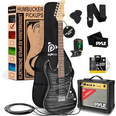 Afbeelding van Pyle Gitaar Elektrische Gitaarset met Versterker Volledige Maat Instrument Humbucker Pickups Inclusief Accessoire Bundel