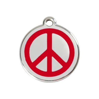 Afbeelding van Peace Red roestvrijstalen hondenpenning medium/gemiddeld dia. 3 cm RedDingo