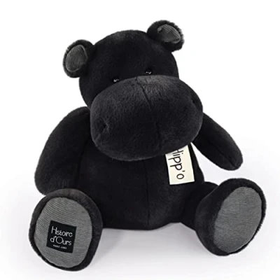 Afbeelding van Histoire d&#039;Ours Nijlpaard pluche HIPPO antracietgrijs 40 cm groot zacht en schattig dier voor knuffels cadeau idee geboorte verjaardag kinderen HO3207