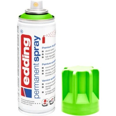 Afbeelding van edding 5200 Permanent spray Groen mat fluorescerend 200 ml acrylverf voor schilderen of decoratie van glas, metaal, hout, keramiek, kunststof en canvas