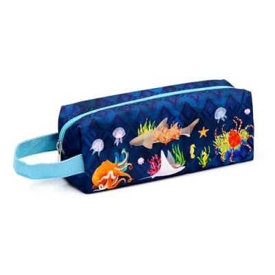 Afbeelding van Puckator Etui van Oxford stof dieren Marine Kingdom, Meerkleurig., Pennenetui, cilindrisch, gemaakt duurzaam weefsel