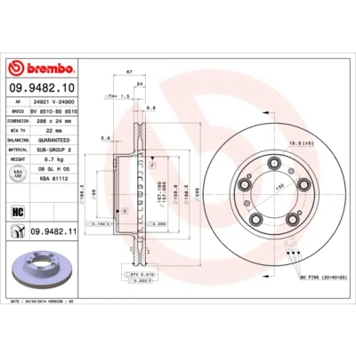 Afbeelding van Brembo Remschijf 09.9482.11