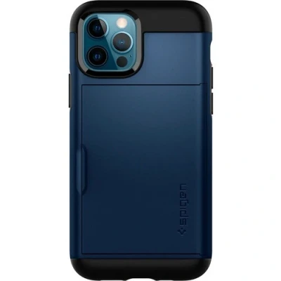 Afbeelding van Apple iPhone 12 Pro Hoesje Kunststof Spigen Hardcase/Backcover Donkerblauw Telefoonhoesje Shockproof/Valbescherming