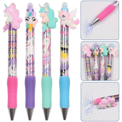 Afbeelding van Eenhoorn uitwisbare pen met gum, gel, automatisch, BLAUWE INKT, voor schoolgebruik, 0,5 mm