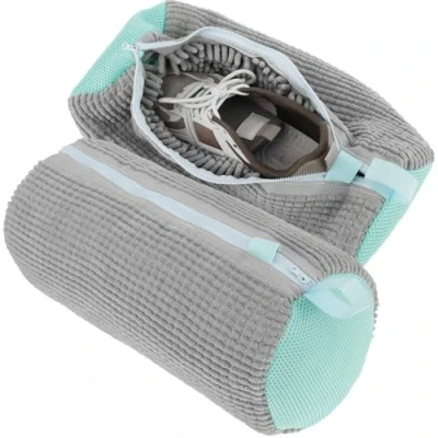 Afbeelding van Schoenen, waszak, herbruikbaar, voor wasmachine, draagbaar, waszak met ritssluiting, sneakers, hardloopschoenen (2 stuks, grijs)