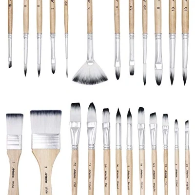 Afbeelding van Artecho Kunstverfpenselen set voor aquarel, acryl, olie, rotsschilderen, nagelborstel, 24 verschillende maten met opbergkoffer kunstenaars, volwassenen en kinderen