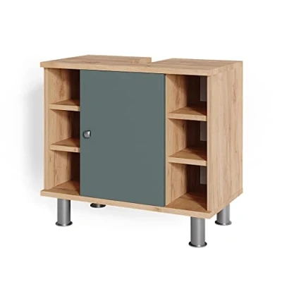 Afbeelding van Vicco Wastafelonderkast &quot;Fynn&quot;, Krachtige eik goud/Groen, 60 x 54 cm