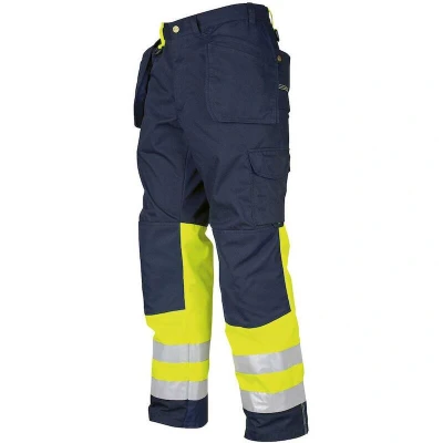 Afbeelding van ProJob 6502 SIGNALISATIEBROEK MET KNIEZAKKEN EN SPIJKERZAKKEN ISO 20471 KLASSE 1 646502 Geel/Marine C44