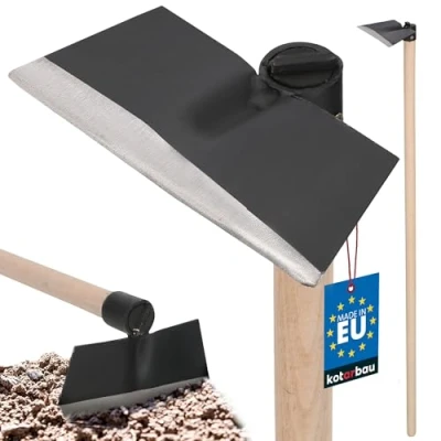Afbeelding van KOTARBAU® Tuinhak, trapeziumvorm, 214 x 85 mm, met houten steel, 110 cm, schoffel, onkruid, tuingereedschap, voor verplanten, wieden, tuinverzorging, tuin,