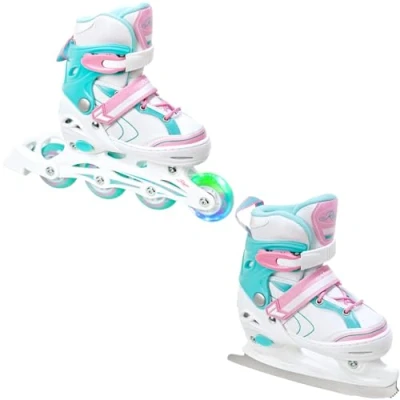 Afbeelding van 2in1 Raven Kids Schaatsen/Inline Skates Lia verstelbaar met LED licht wiel (34 37 (20,5 23,5cm))