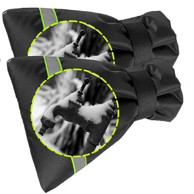 Afbeelding van Outdoor Kraan Cover voor Winter Pro 17 cm B x 22 H 2 PACK Waterkraan Sokken Vriesbescherming Pijp Isolatie Herbruikbare Waterdichte Geïsoleerde Spon terugstroom