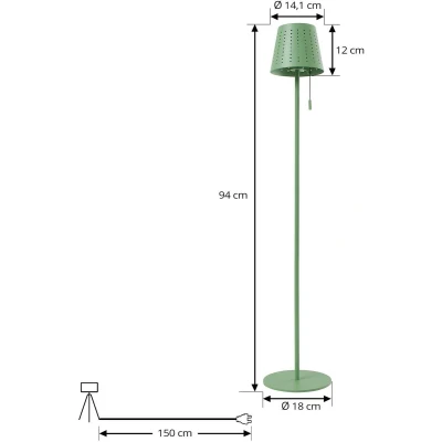 Afbeelding van Lindby Solar buitenverlichting met dimmer 1licht Ijzer, plastic H: 94 cm saliegroen Inclusief lichtbron