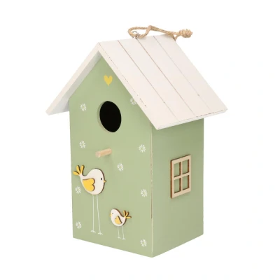 Afbeelding van Boltze Vogelhuisje groen met wit dak hout nestkastje 22 cm