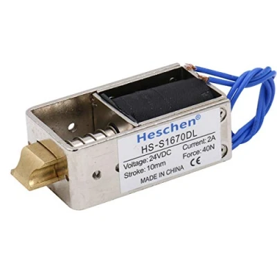 Afbeelding van Hechen elektromagneet HS S1670DL DC24V 40N 10mm Stroke Push Pull Type Open frame deurslot