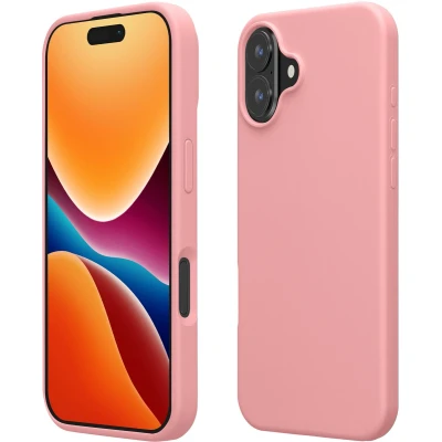 Afbeelding van kwmobile telefoonhoesje geschikt voor Apple iPhone 16 Plus Hoesje met siliconen coating Smartphone case in lichtroze