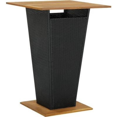 Afbeelding van vidaXL Bartafel 80x80x110 cm poly rattan en massief acaciahout zwart