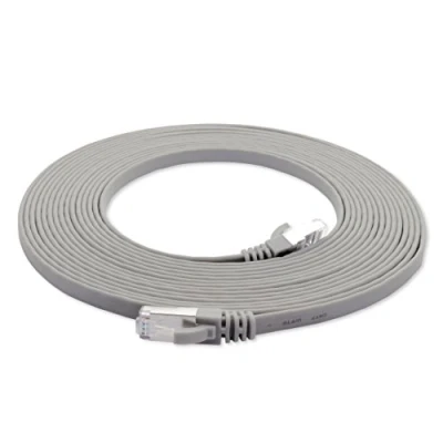 Afbeelding van 2m grijs 1 stuk Cat7 flatcable Ethernet Cable Gigabit Lan Netwerkkabel RJ45 Cat 7 ruwe Kabel (10Gbit/s) platte lintkabel installatiekabel Patchkabel flat slim Rj 45 connector Cat6a