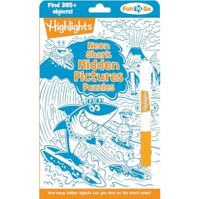Afbeelding van Highlights Fun to Go Neon Shark Hidden Pictures Puzzles